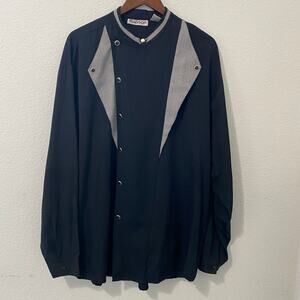 Vintage Madison Mens Shirt XXL Black Long Sleeve Decorative Buttons John Wayne